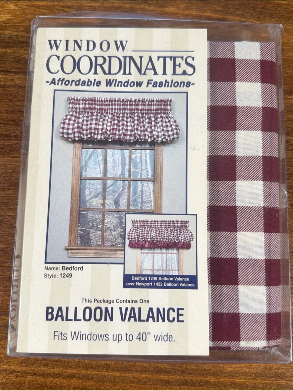 New Window Coordinates Bedford Balloon Valance in Burgundy Check